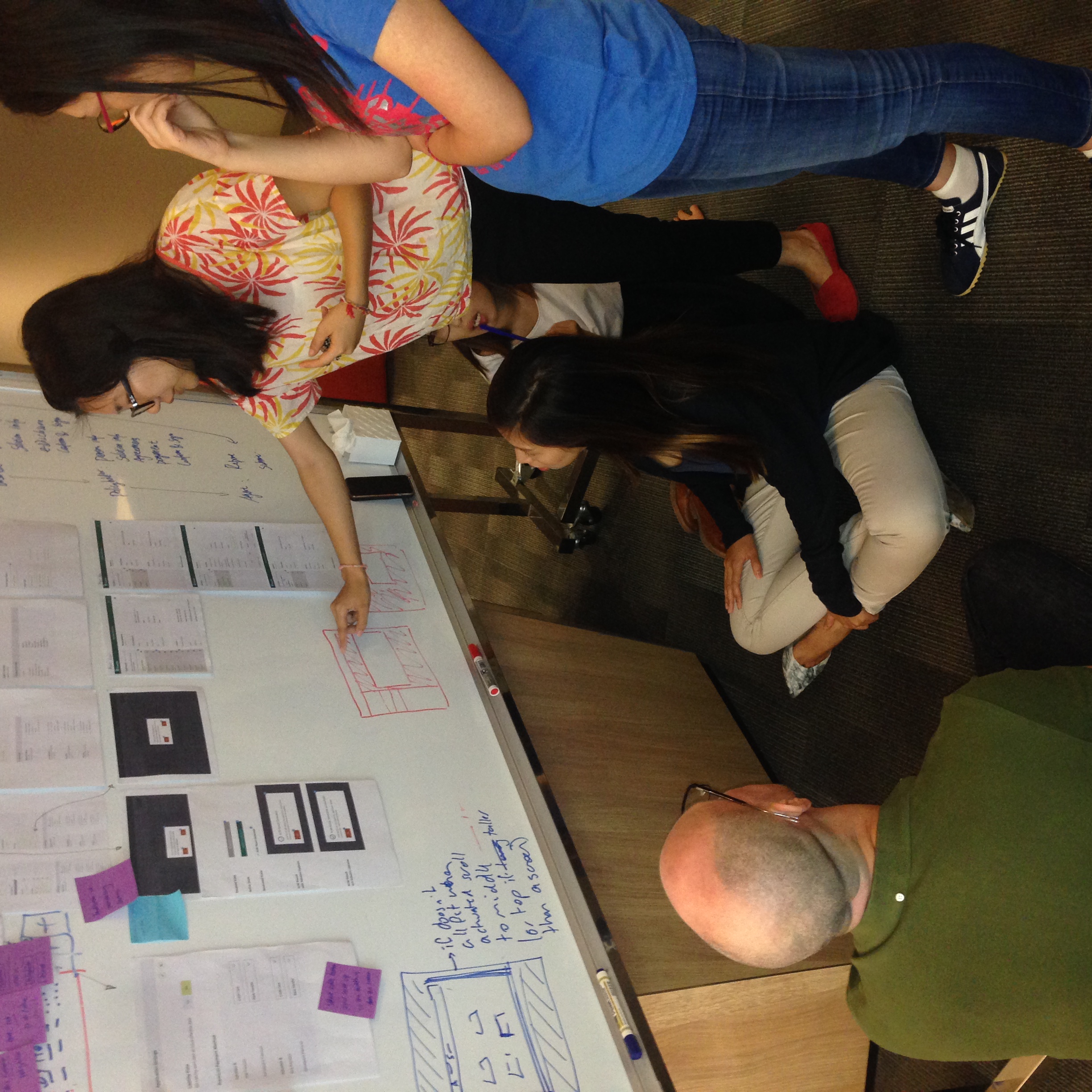 Anthony Harrison discussing content, IA and process flow with the wider team